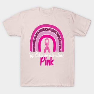 In October We Wear Pink Leopard Breast Cancer Awareness T-Shirt